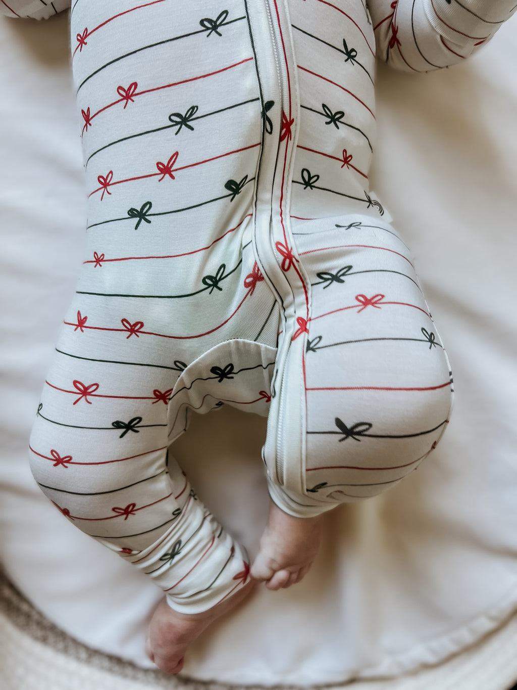 Tied with a Bow Christmas Bamboo Zippy Pajamas