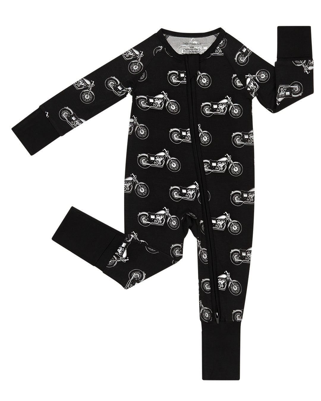 Bamboo Zip Romper | Born to Ride Black