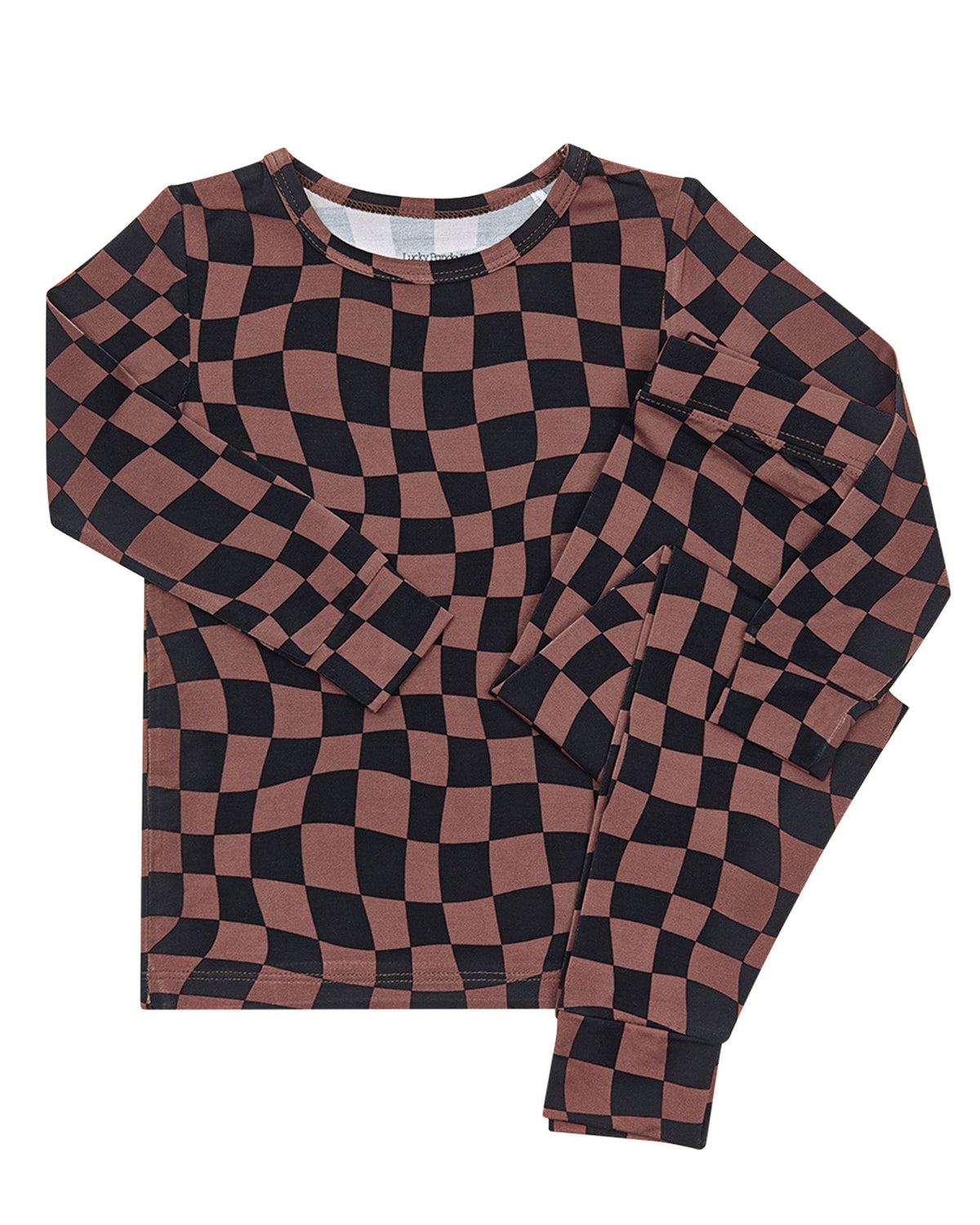 Bamboo Two Piece Set | Chocolate Wavy Checkered