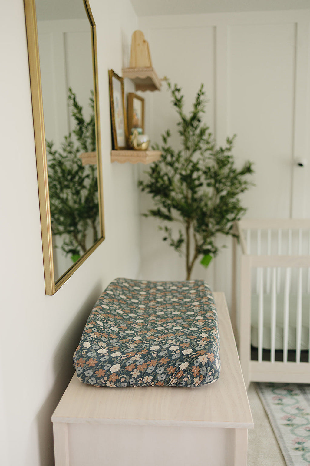 Midnight Floral Muslin Changing Pad Cover