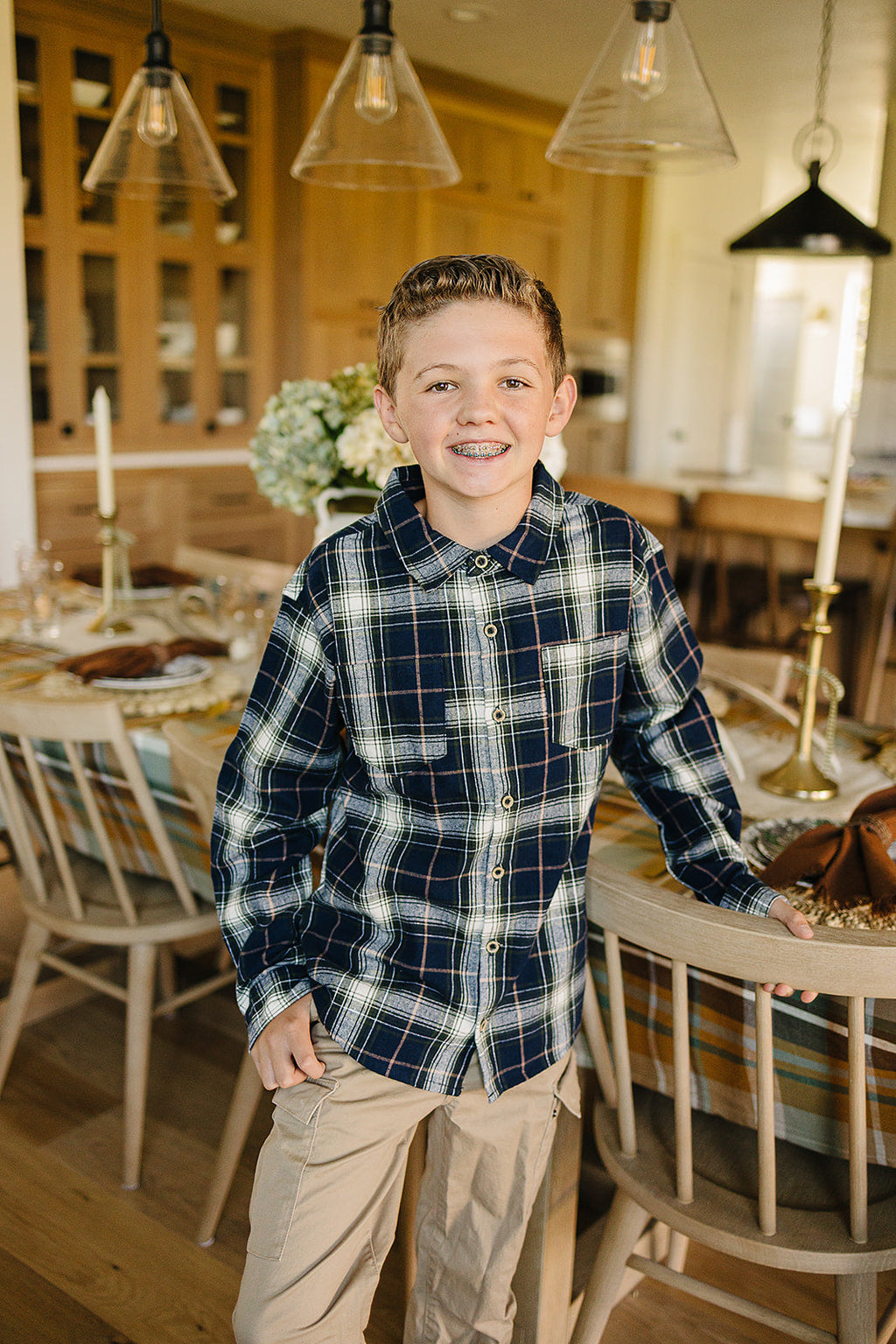 Navy Plaid Button Up Shirt
