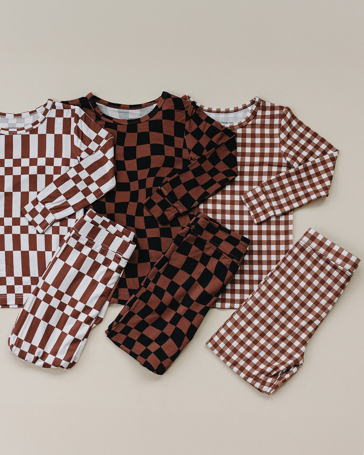 Bamboo Two Piece Set | Chocolate Wavy Checkered