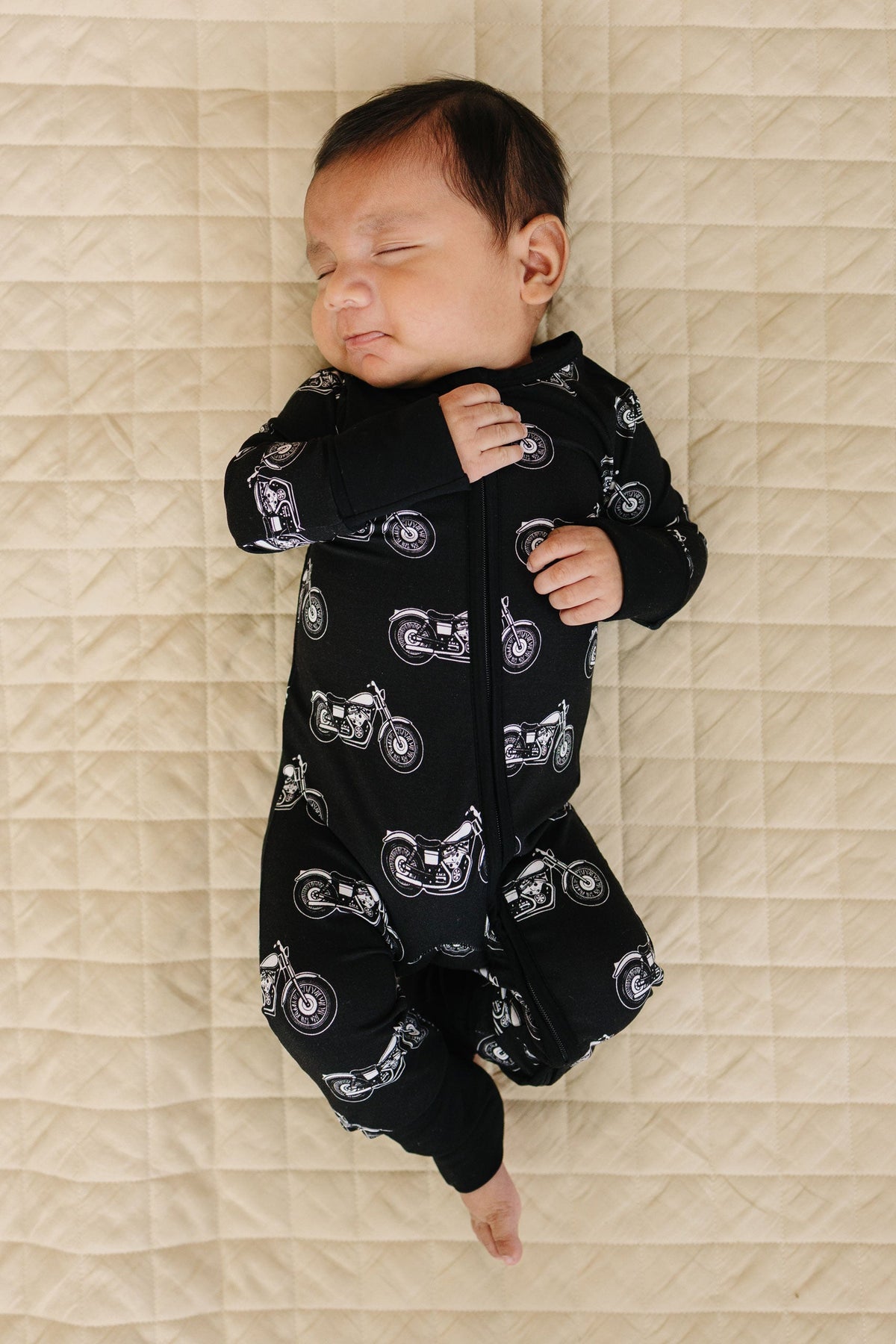 Bamboo Zip Romper | Born to Ride Black