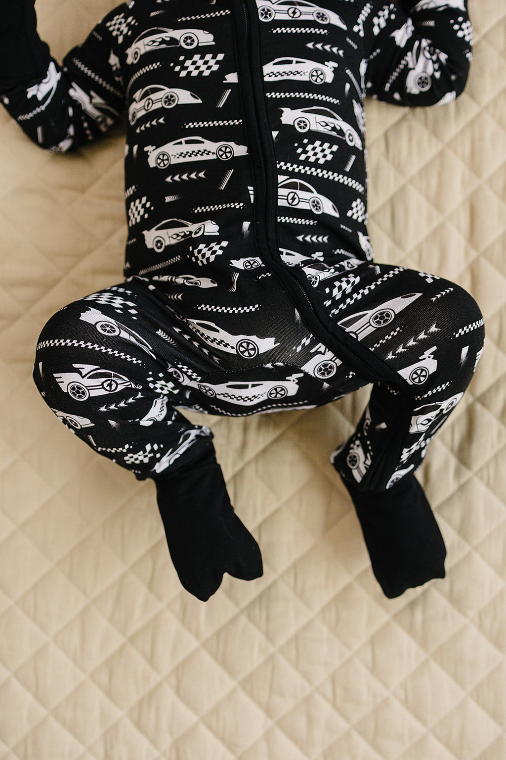 Bamboo Zip Romper | Race Cars