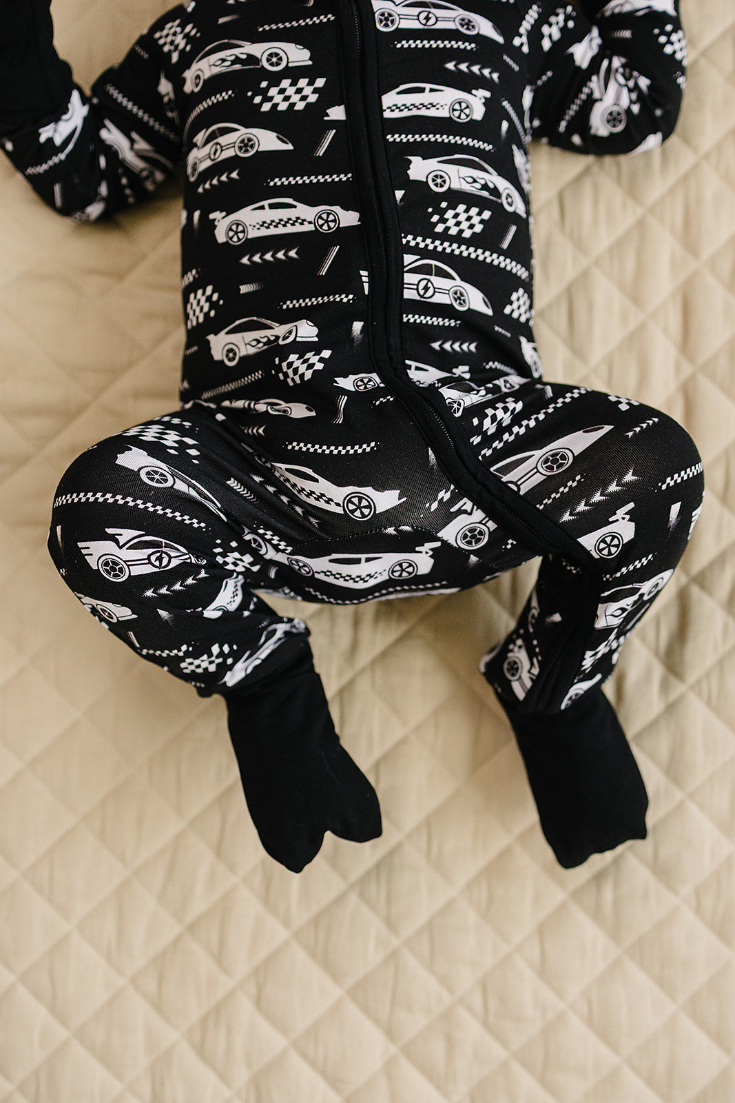 Bamboo Zip Romper | Race Cars