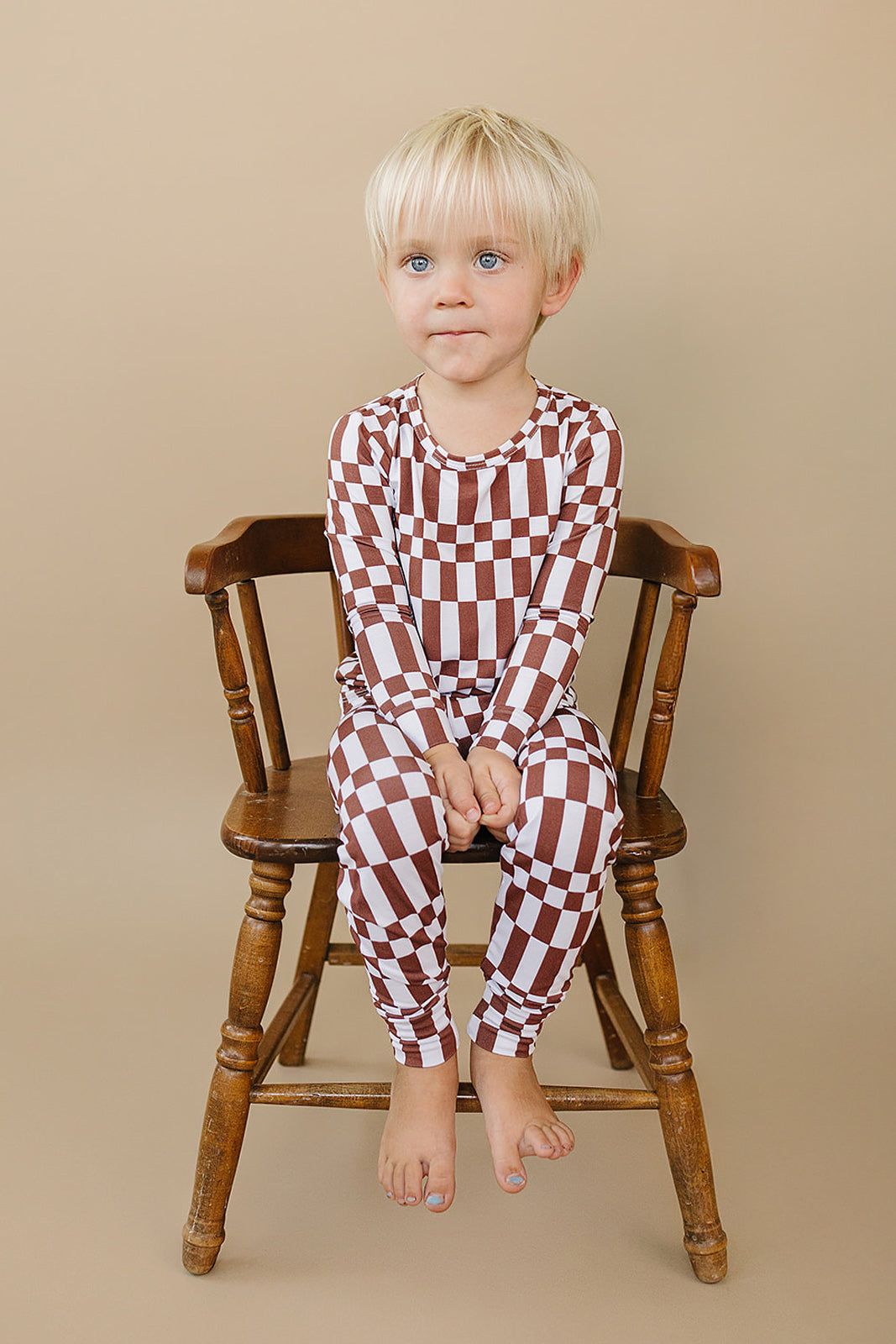 Bamboo Two Piece Set | Chocolate Checkered