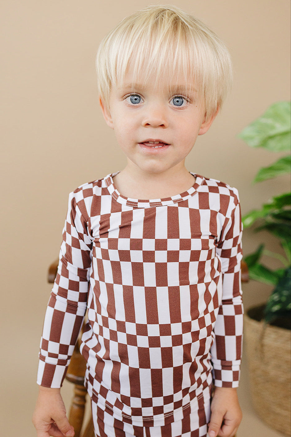 Bamboo Two Piece Set | Chocolate Checkered