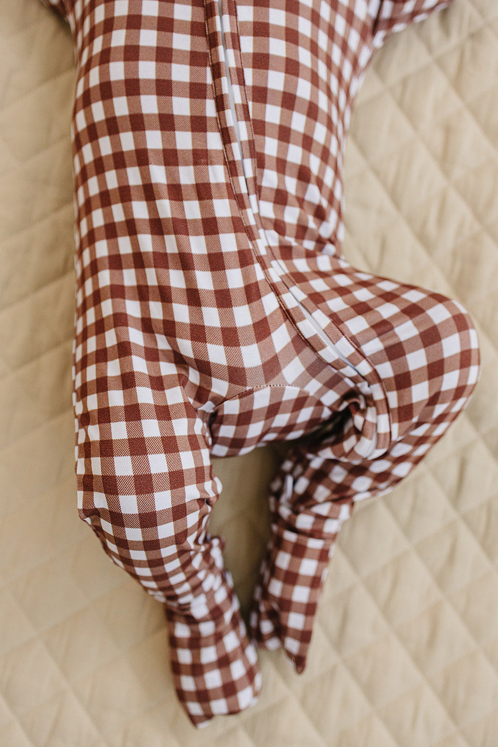 Bamboo Zip Romper | Chocolate Gingham